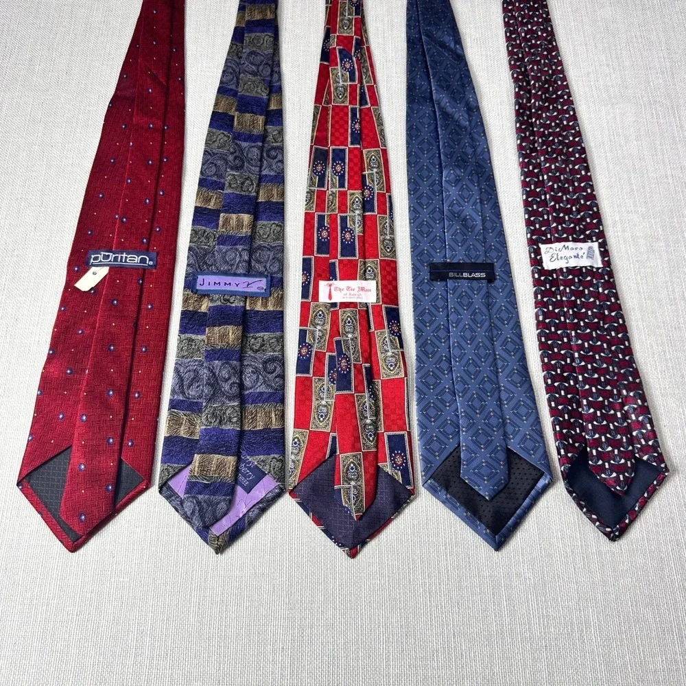 Vintage Classic Multicolor Necktie Bundle Bill Blass Puritan Jimmy Z 5pc Set‎